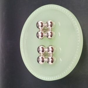 Napier Silver-Tone Clip Back Earrings   4 Balls Form Square  1 Inch Diameter